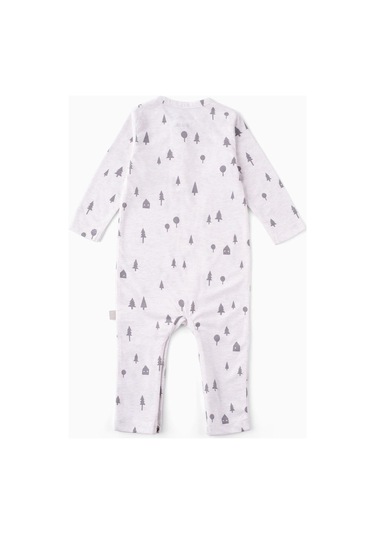 Boumini Bebek Uzun Kollu Çıtçıtlı Tulum Çam Ormanı Desenli-bej Bej