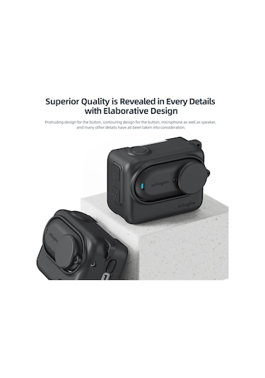 Lemestar Insta360 Go 3s Kamera Kılıfı - Şok Emici Silikon Korumalı Ve Boyun Askılı Aksesuar