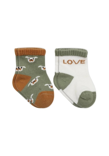 Bistyle Love Dog Penye Soket Çorap 2'li Bs10118 Nil Nil Yeşil