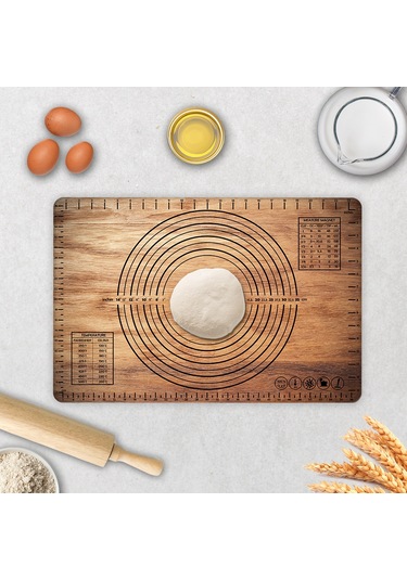 Ahşap Görünümlü Cam Hamur Açma Matı 40cm X 60cm