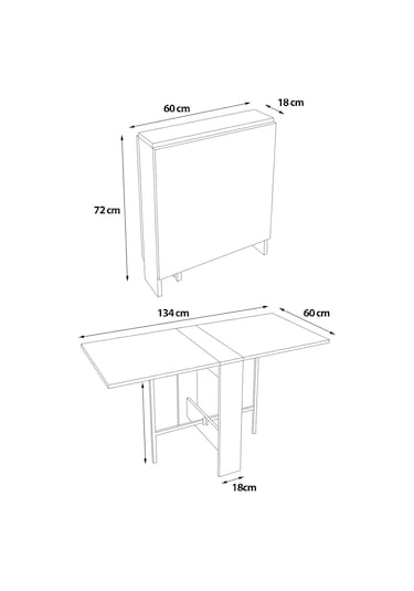 Dekorfim DF01101B Portatif Pratik Katlanır Masa Mutfak Masası