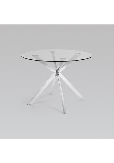 Zalika Paslanmaz Metal&cam Yuvarlak Yemek Masası
