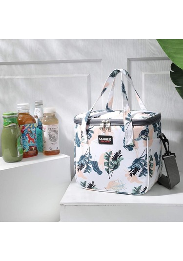 Samdoo Isı Yalıtımlı Yeniden Kullanılabilir Yemek Kutusu, Gençler Erkek Kız Erkek Kadın Çalışma Okul Seyahat Piknik İçin Sıcak/soğuk Tutar, 2 Yan Cep, Dayanıklı 600d Poliester Yaprak Desenli Çok Renkli