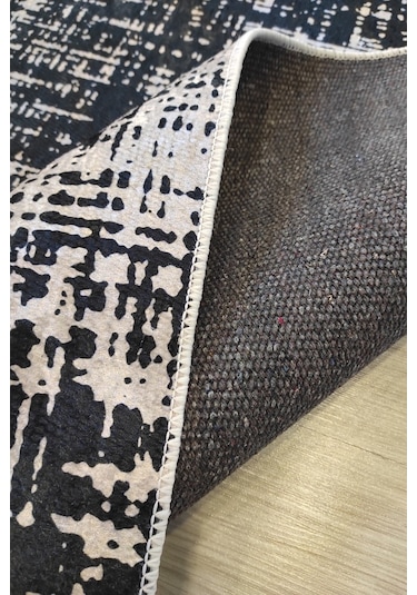 Modern Gri Yıkananabilir Mutfak Halısı Kaymaz Dekoratif Kilim