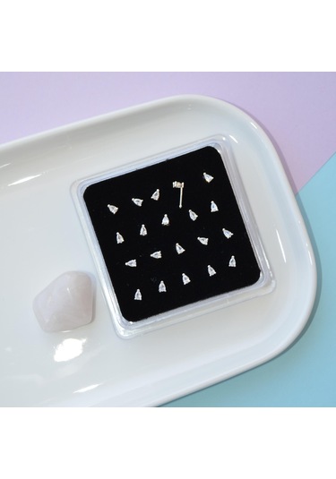 Damla Tektaşlı Hızma Gümüş Damla Model Burun Hızma Gri