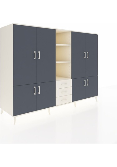 Kronos Dolap 11 Raflı 3 Çekmeceli 8 Kapaklı 220x59x163 Aytaşı-ant Aytaşı-antrasit/aytaşı