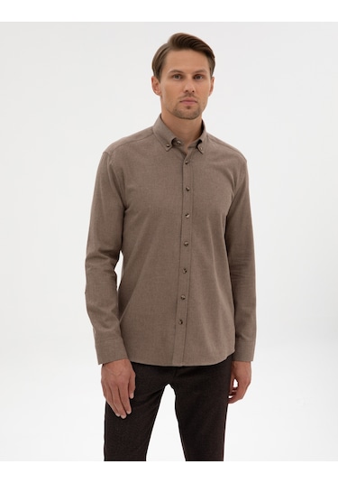 Pierre Cardin Erkek Vizon Gömlek Desenli 50311380-vr052 Vizon
