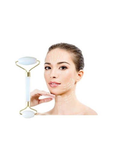 Açık Mavi Yeşim Rulo Yüz Masaj Aracı Doğal Opal Guasha Taş Yüz Anti Aging Terapi Aracı Qccugk Beyaz