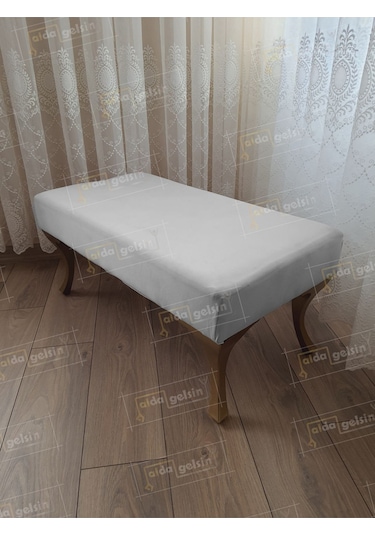 Ayak Ucu Kapı Önü Antre Düz Bench Puf Orta Sehpa Gold Ayak 100 45 Beyaz