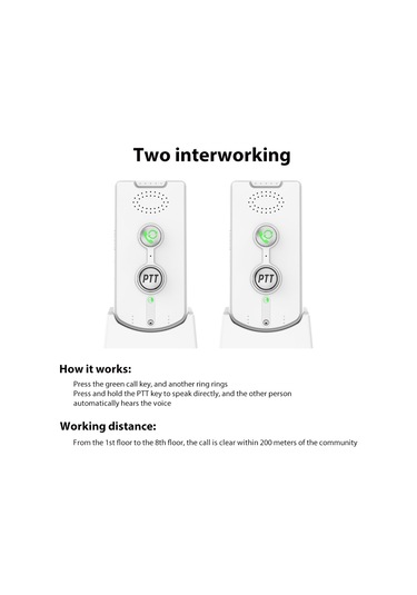 2 Adet Interkomlar Kablosuz Ev Sesli Çift Yönlü Arayan Beyaz