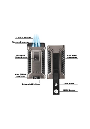 Ascari 3 Torch Pürmüz Kırmızı Puro Çakmağı