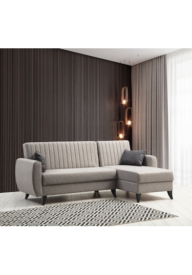Minarmobilya Alkon Sandıklı Bazalı L Köşe Koltuk Ve Berjer - Açık Gri