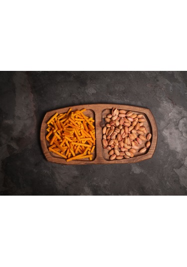 Sammwood 2 Bölmeli Ahşap Çerezlik & Şekerlik