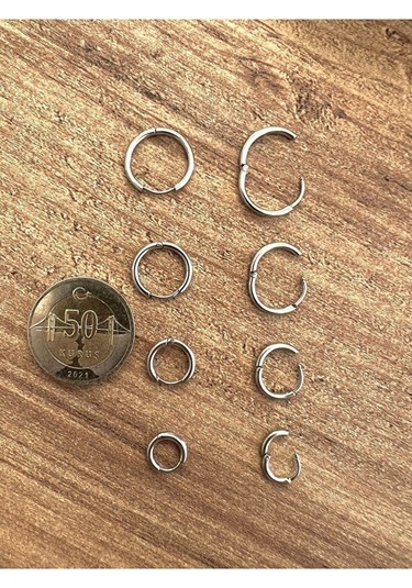 Ince Barlı 316l Cerrahi Çelik Unisex Halka Küpe 8mm Ebatlı Çok Renkli
