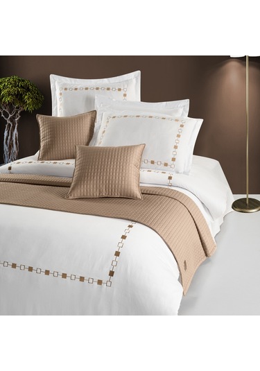 Pasioni Saten Elegante Camel Nakışlı Çift Kişilik Nevresim Takımı Camel