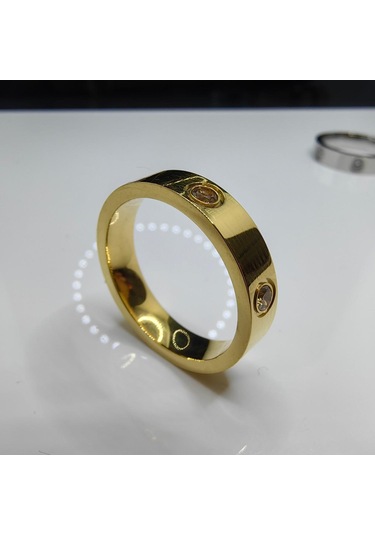 Altın Gül Altın Paslanmaz Çelik Çift Yapay Elmas Yüzük Erkek/kadın Taşlı Çift Alyans Titanyum Nişan Yüzüğü 5-10 Men-6