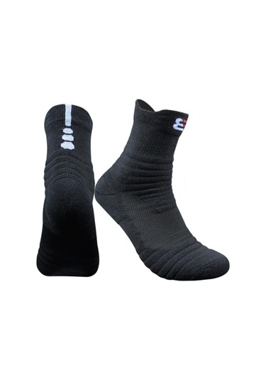 Siyah 2024 Erkek Havlu Alt Spor Kalın Çorap Koşu Çorap Orta Çorap Basketbol Büyük Boy Çorap Siyah