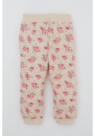 Breeze Kız Çocuk Eşofman Takımı Çiçek Desenli Kapüşonlu 1.5-5 Yaş, Krem Krem