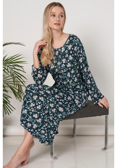 Kadın Uzun Kol Lacivert Gecelik C1t2n6o1 001