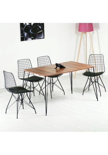 Avvio Home Yonca Tel Kafes 4 Kişilik Tel Ayaklı Stork Masa Sandalye Takımı -8765a6c9