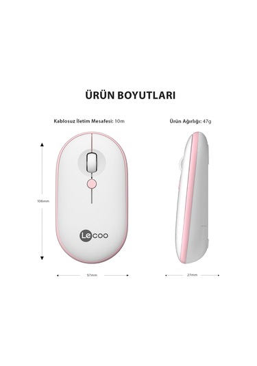 Lecoo WS212 Kablosuz 1600DPI 4 Tuşlu Optik Mouse
