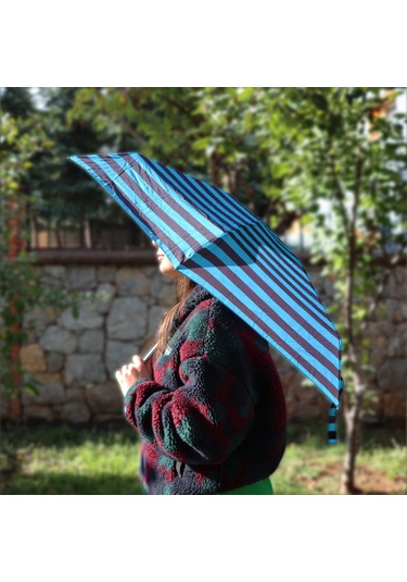 Biggdesign Moods Up Siyah Yeşil Çizgili Manuel Mini Şemsiye - Rüzgara Dayanıklı, Hafif, Renkli Tasarım Çok Renkli