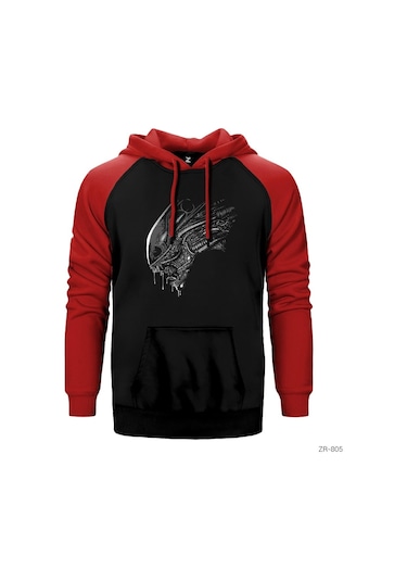 Predator Kırmızı Reglan Kol Kapşonlu Sweatshirt Kırmızı