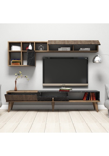 Variant Milan Tv Ünitesi - Ceviz / Siyah Mermer