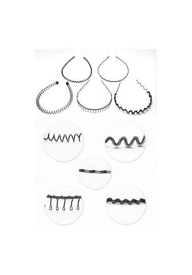 Siyah Metal Taç Erkek Kadın Sporcu Saç Tacı 5 Parçalı Siyah