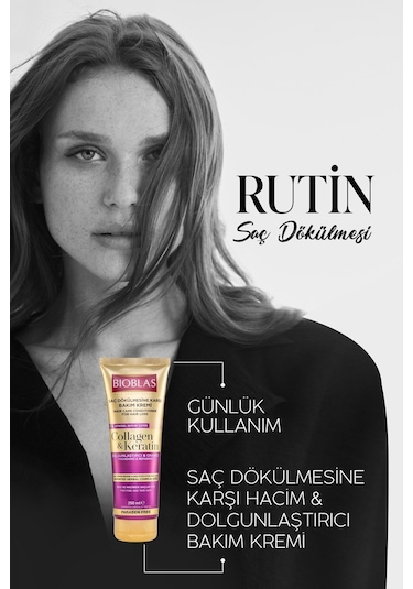 Bioblas Keratin Kolajen Saç Bakım Kremi 250 Ml - Onarıcı, Dolgunlaştırıcı, Kolay Tarama