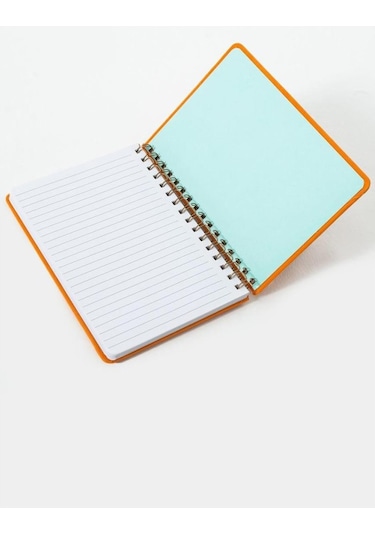 Sevimli Balon Balığı Nakışlı Turuncu Kumaş Kapak Magnet Ayraçlı Spiralli A5 Defter