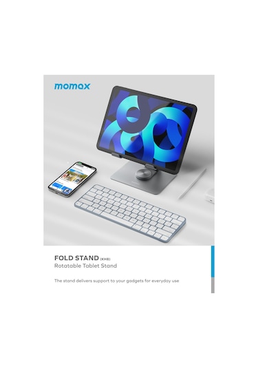 Momax KH5L1 Katlanır Dönebilen Telefon - Tablet Standı Titanyum