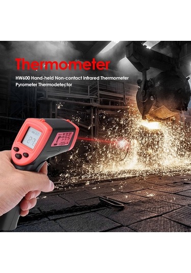 Moly Endüstriyel Kısa Mesafe Kırmızı İriye Termometre -50 C 600 C Pil Dahil Değil Hw600 - Kızılötesi Sıcaklık Ölçer - Güvenli Kullanım İçin Uygun