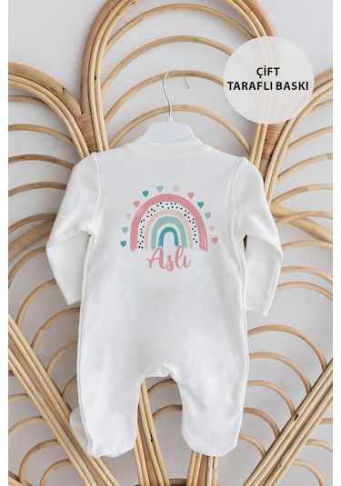 Lilabio %100 Organik Isme Özel Isimli 10lu Hastane Çıkışı Gökkuşağı Ekru