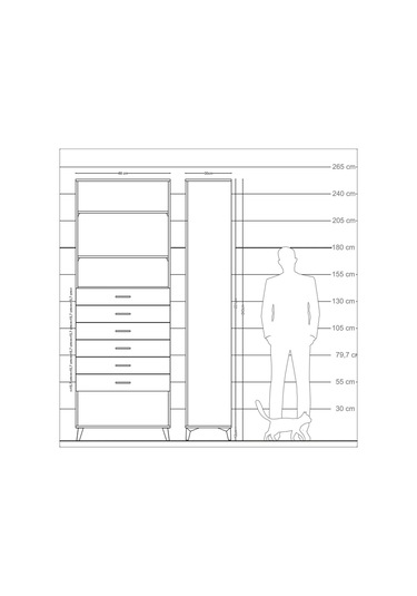 Arges Dolap 3 Raflı 6 Çekmeceli 88x30x243 Çam-aytaşı Atlas Çam