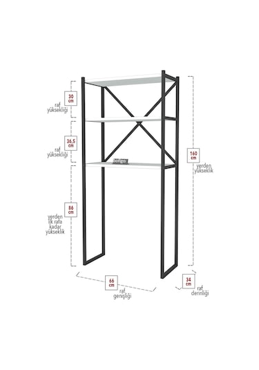 3 Raflı Metal Banyo Düzenleyici Rafı Beyaz