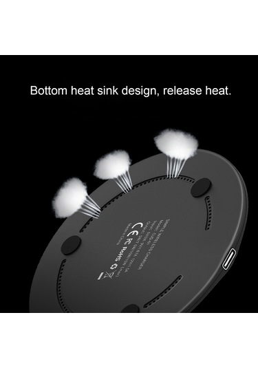 Kosona 15w Hızlı Şarj Destekli Dairesel İnce Kablosuz Şarj Cihazı, Type-c Arayüzü, Siyah