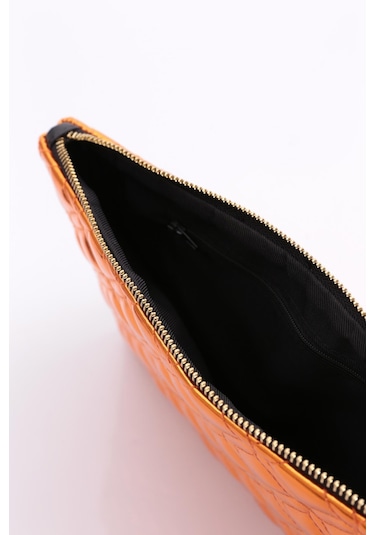 Dgn 4004 Kadin Baklava Dilimi Desenli Portföy Çanta 4004-2337-R145173 Turuncu