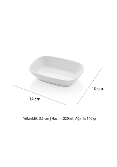 Alezy 578 Göreme Melamin Termostar Garnitür Tabak 14x10 Cm Beyaz