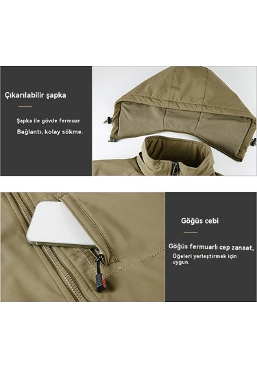 Erkek Polar Ceket Rahat Sıcak Erkek Ceketi Siyah