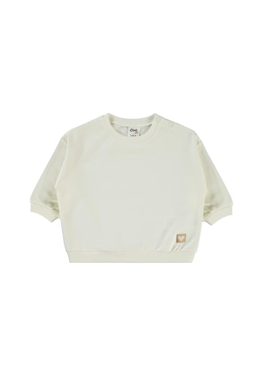 Civil Baby Civil Basic Kalp Etiketli 6-18 Ay Sweatshirt Ekru