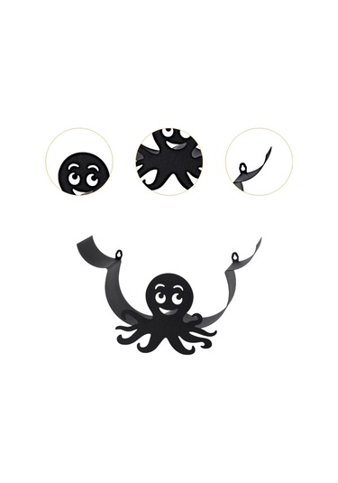 Homyl Duvara Monte Ahtapot Tuvalet Kağıdı Depolama Rafı Siyah