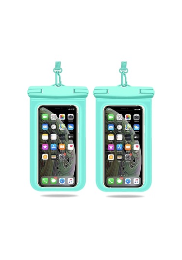 Vkemall Çiftli Su Geçirmez Telefon Kılıfı - 7.2 İnç'e Kadar Uyumlu, Takılabilir Askılı, Macaron Mavisi