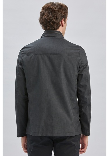 Siyah Dik Yaka Yarım Astar Comfort Fit Rahat Kesim Casual Mont 1007240150-Siyah