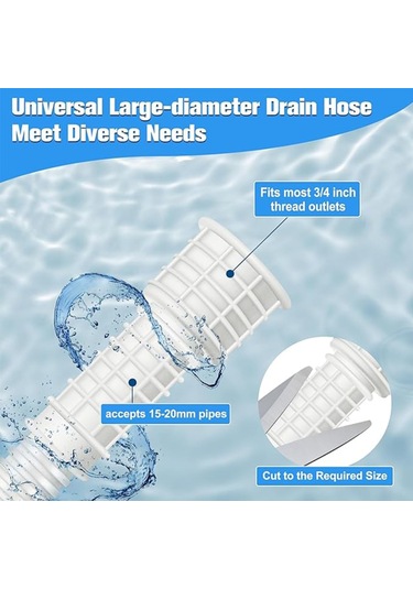 Leezsing Beyaz 2 Metre Geniş Kullanımlı Su Boşaltma Hortumu - Nemlendirici, Klima, Bulaşık Makinesi İçin Esnek Pvc+elastomer, Kesilebilir 25mm/16mm Uçlar Ve Bağlantı Klipsi