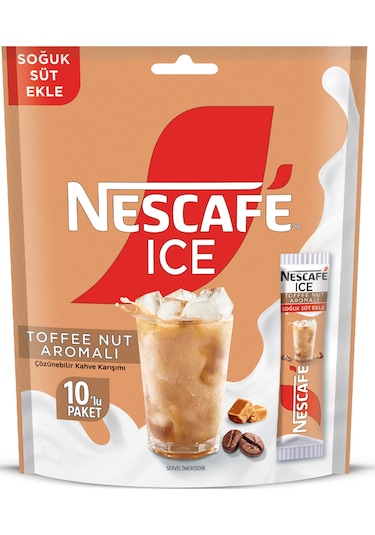Nescafe Ice Toffee Nut Aromalı Çözünebilir Kahve 10,5g 10'lu Paket Hazır
