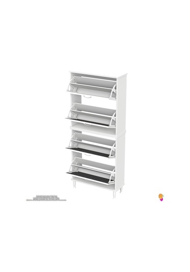 Modilayn Umay' 2 Li Kapı Önü 72 X 168x 25,5 Cm Lik 4 Düşer Kapak 8 Göz Bölmeli Ayakkabılık Beyaz-antrasit Modilayn Umay' 2 Li Kapı Önü 72 X 168x 25,5 Cm Lik 4 Düşer Kapak 8 Göz Bölmeli Ayakkabılık Beyaz-antrasit