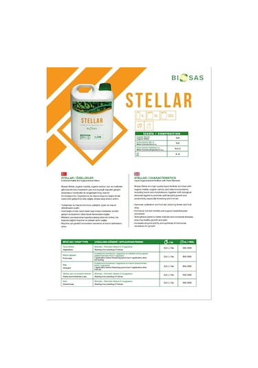 Biosas Stellar 5 Lt İz Element Katkılı Sıvı Organomineral Gübre 5 L