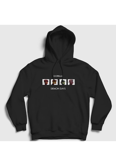 Presmono Unisex Demon Days Gorillaz Kapüşonlu Sweatshirt Siyah