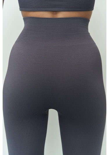 Jade Antrasit Dikişsiz Fitilli Tayt Antrasit